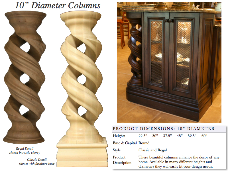 ten inch spiral columns